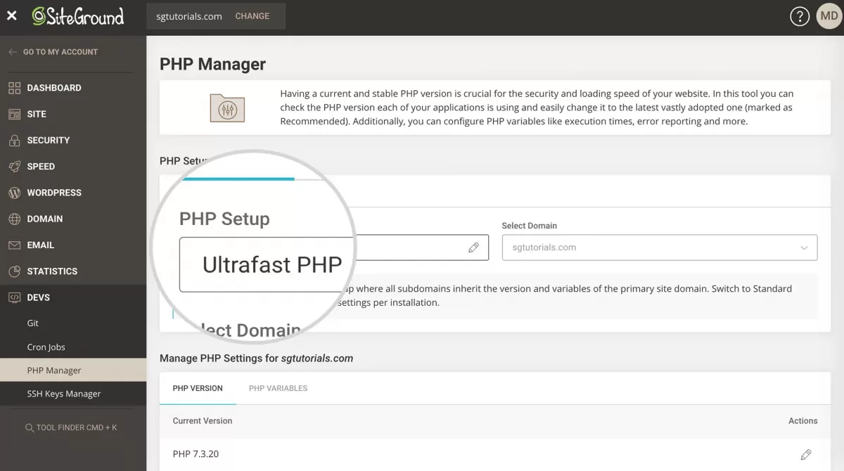 How to use Ultrafast PHP configurations to speed up your wordpress  site hosted on Siteground